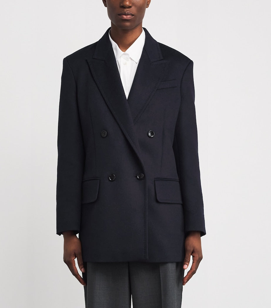 Max Mara Camel Hair Double-Breasted Blazer ULTRAMARINE