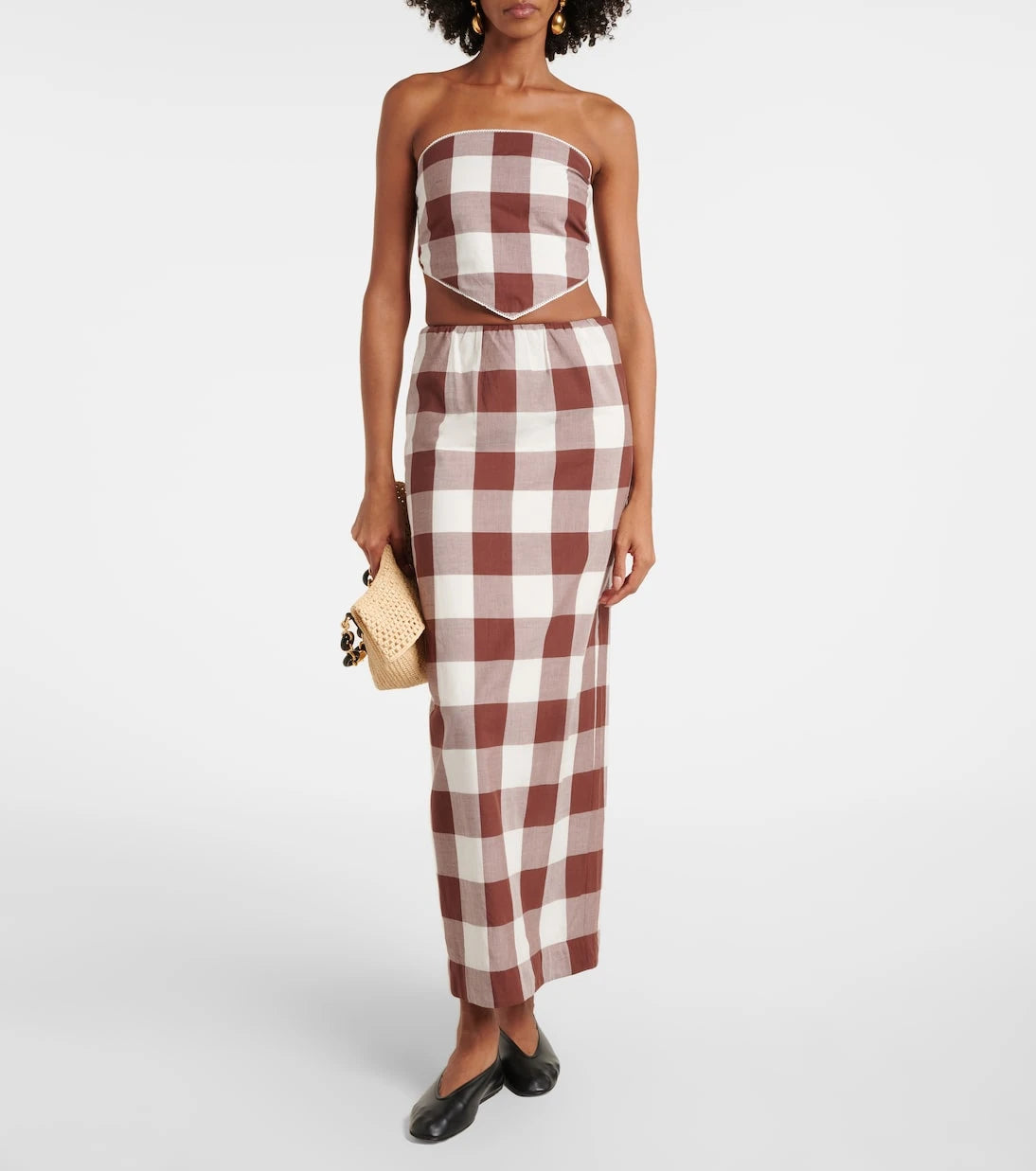 Posse - Mira gingham cotton maxi skirt