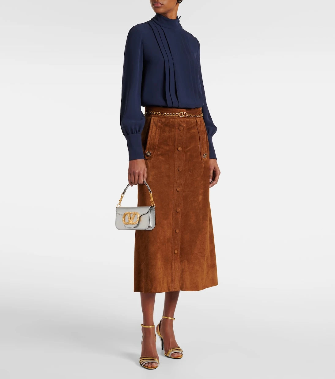 Valentino Garavani - Locò Small metallic leather shoulder bag