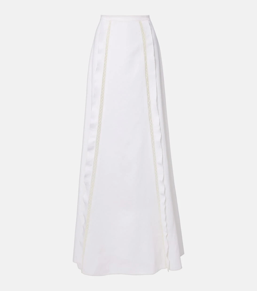 Valentino - Lace-trimmed linen maxi skirt