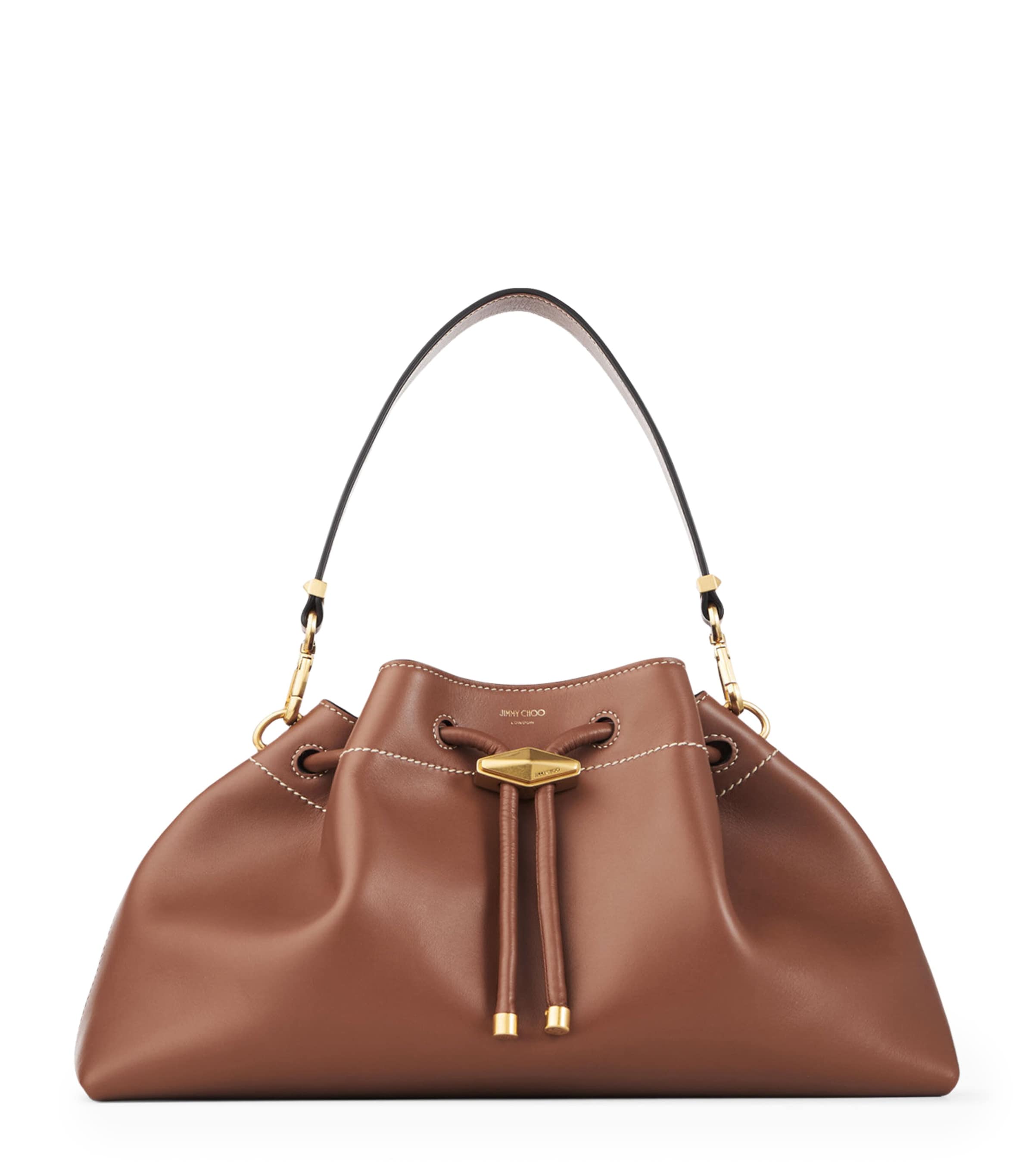 Brown Medium Cinch Leather Bucket Bag