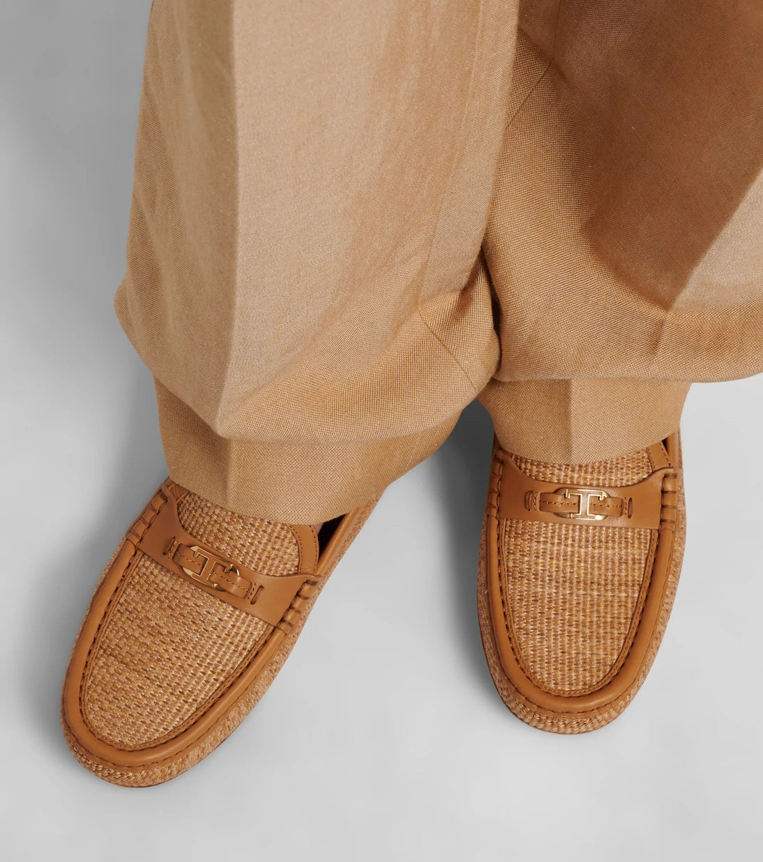 Tod's - Gommino deri şeritli rafya makosenler