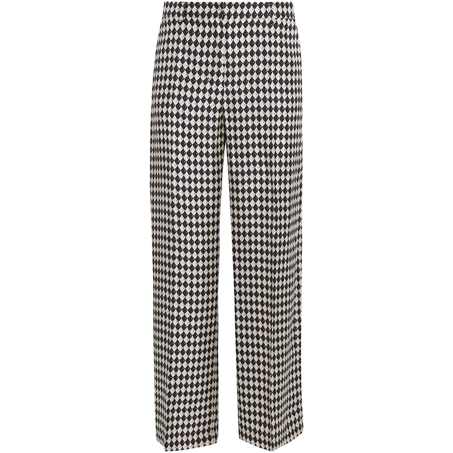 Max Mara Black Silk Printed Flared Trousers