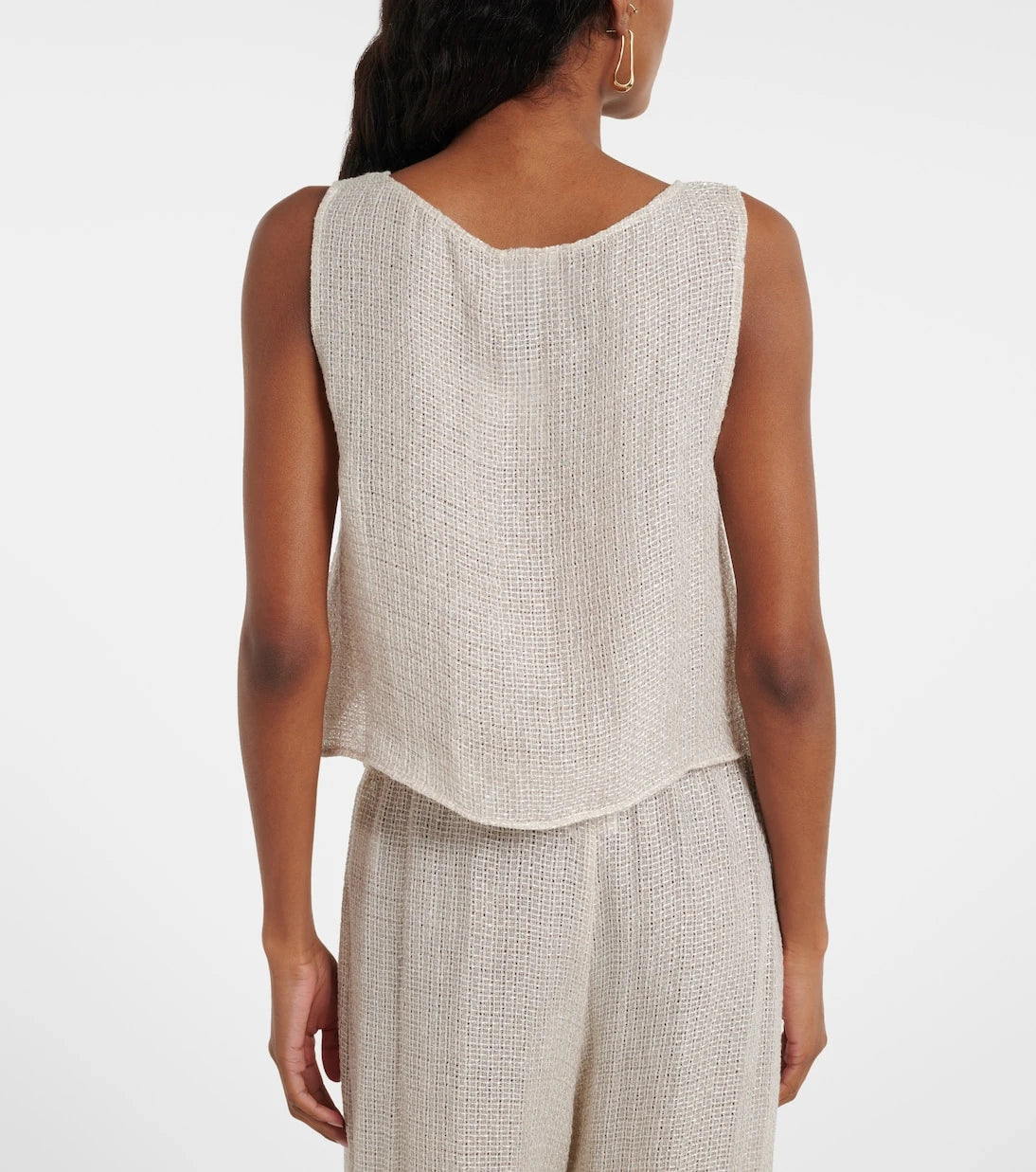 Leset - Stella sequined linen-blend tank top