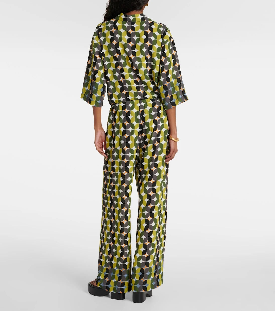 Dries Van Noten - Printed high-rise crêpe wide-leg pants