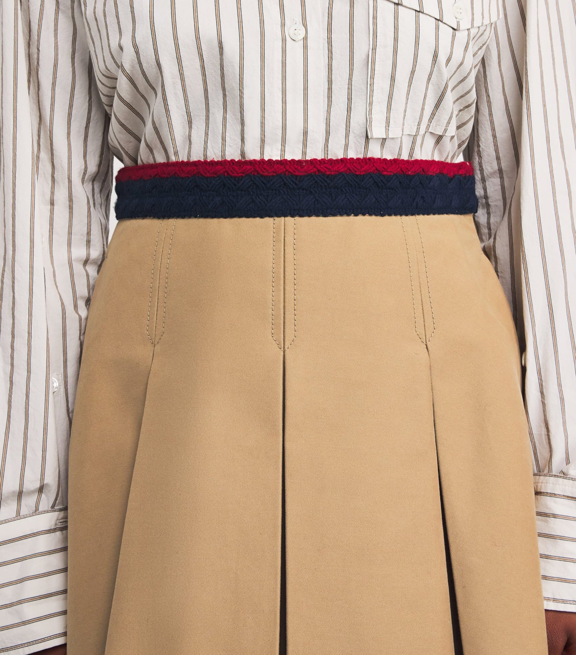 Stretch-Cotton Pleated Mini Skirt