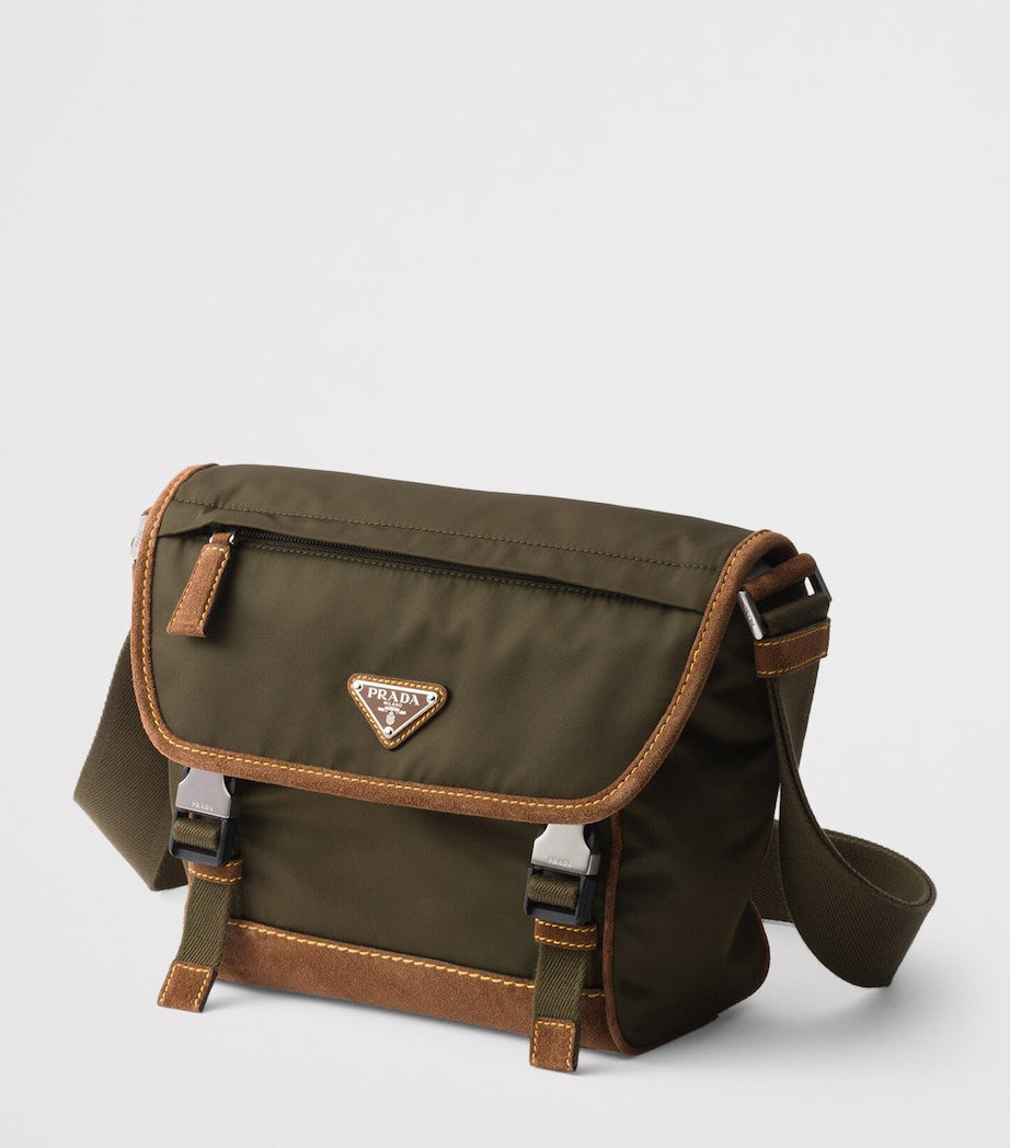 Prada Medium Leather and Re-Nylon Messenger Bag