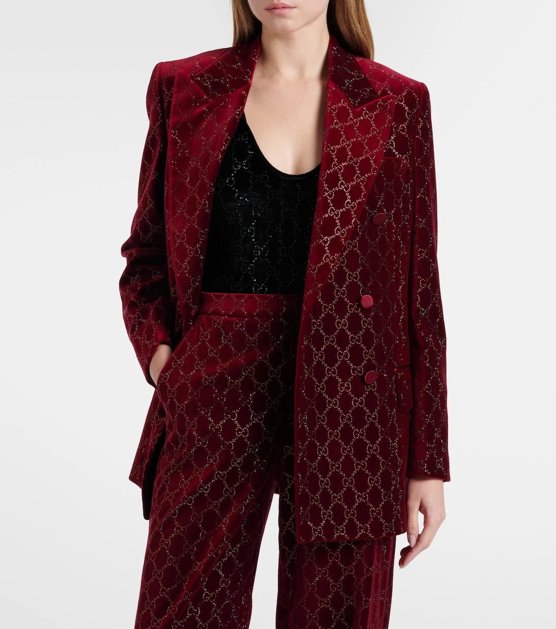 Gucci - GG embellished cotton velvet blazer