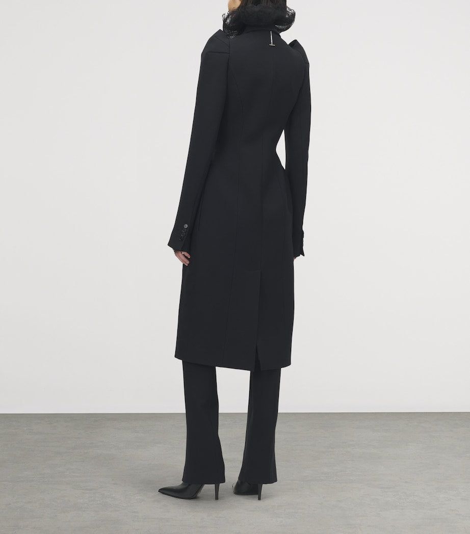 McQueen Black Wool-Blend Structured Coat