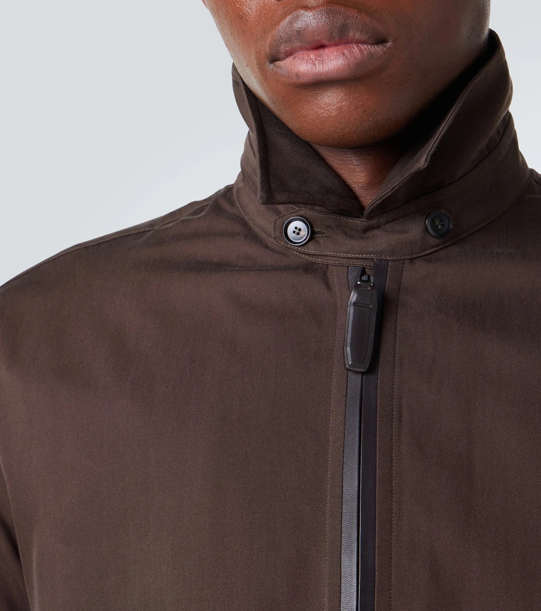 Brioni - Leather-trimmed silk blouson jacket