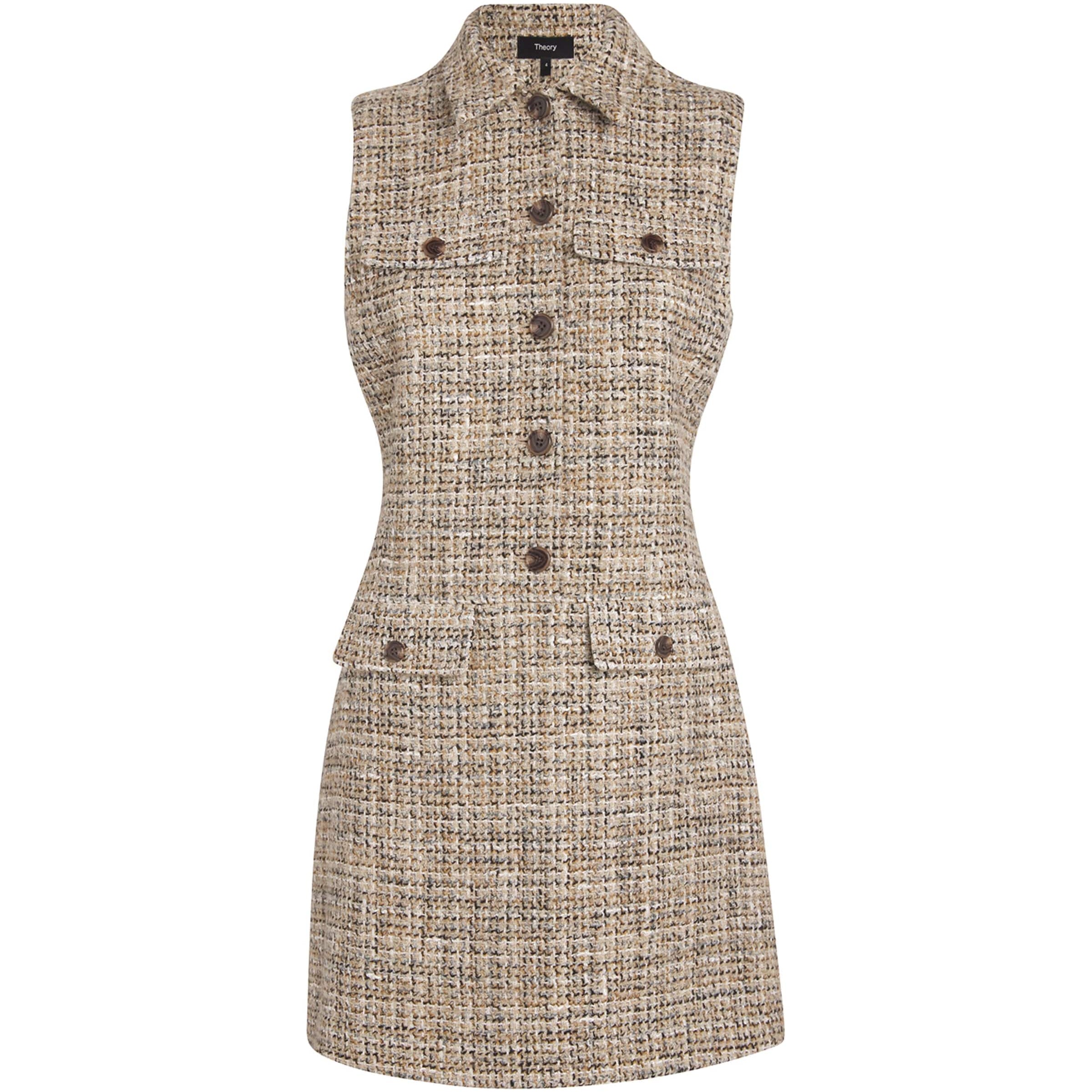 Theory Beige Tweed Mini Dress