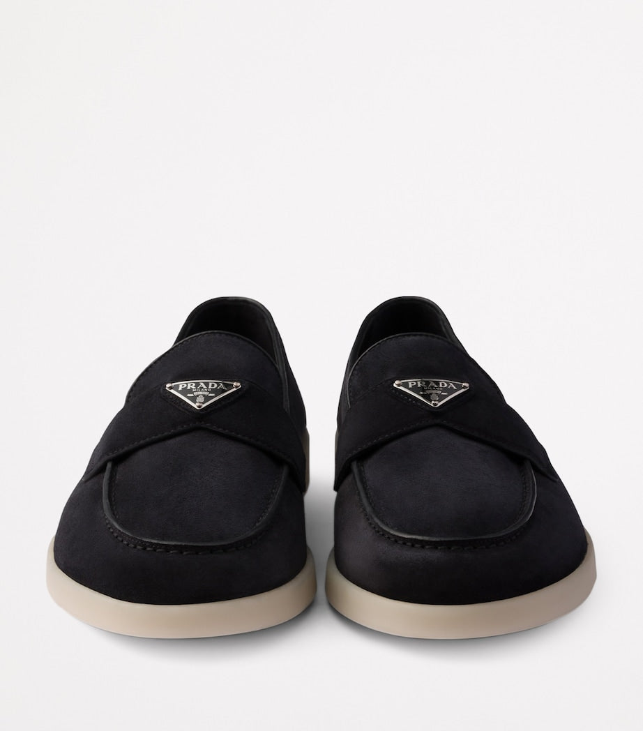 Suede Logo Loafers