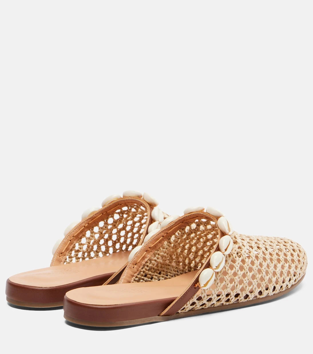 Ancient Greek Sandals - شبشب رافيا مزين بالميول
