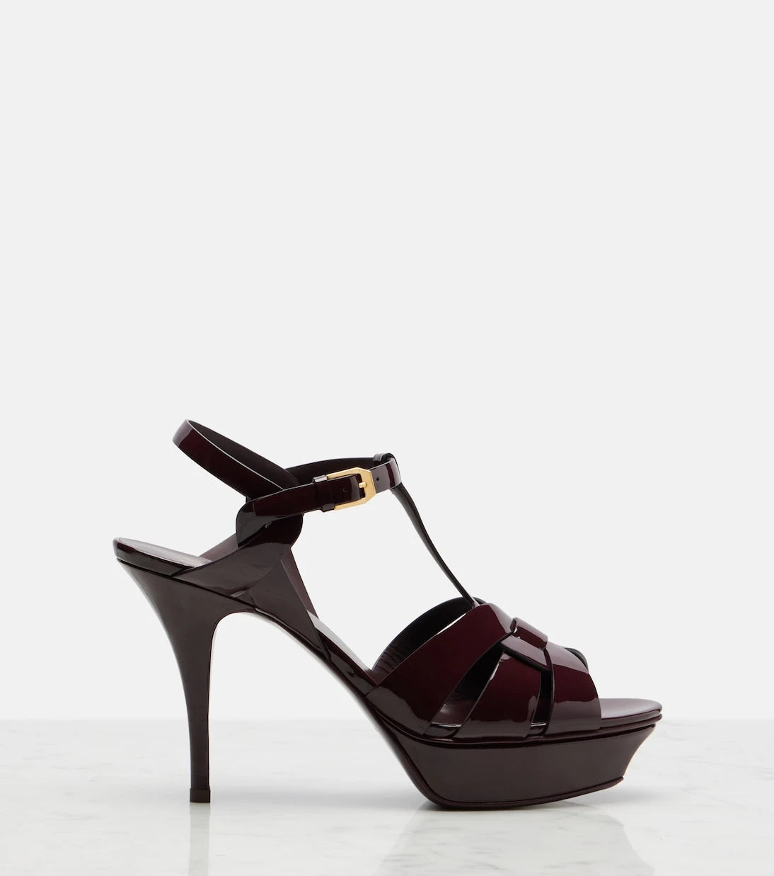 Saint Laurent - Tribute 105 patent leather platform sandals
