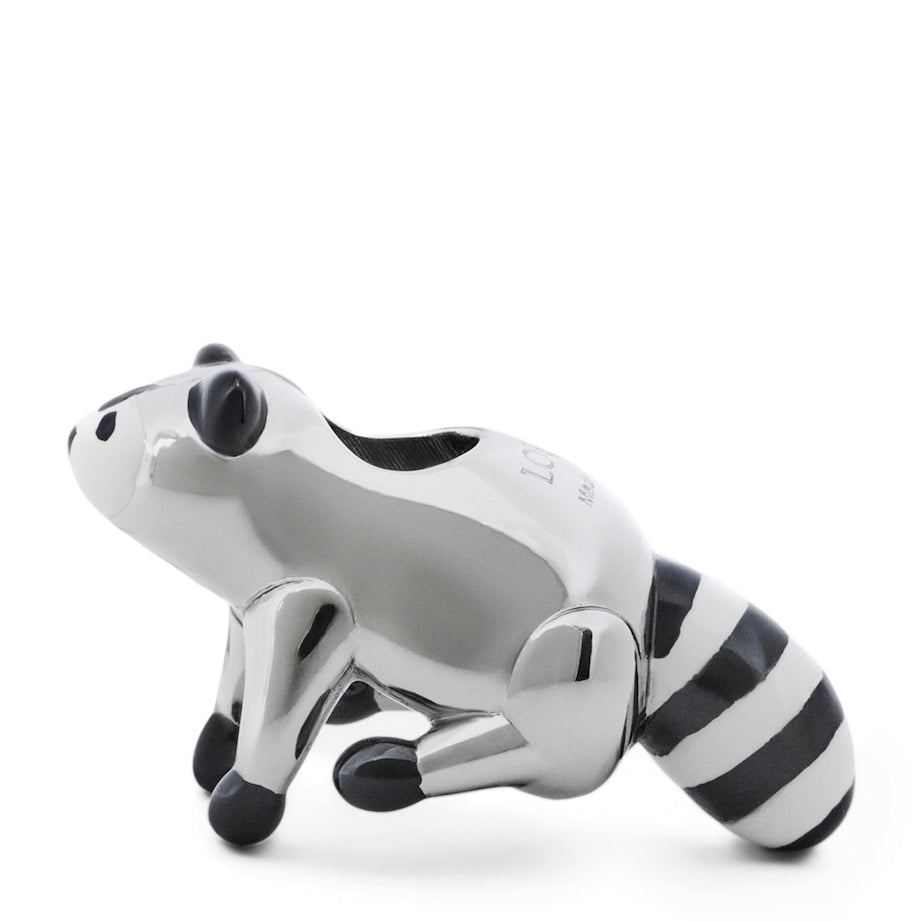 Silver Raccoon Dice Charm