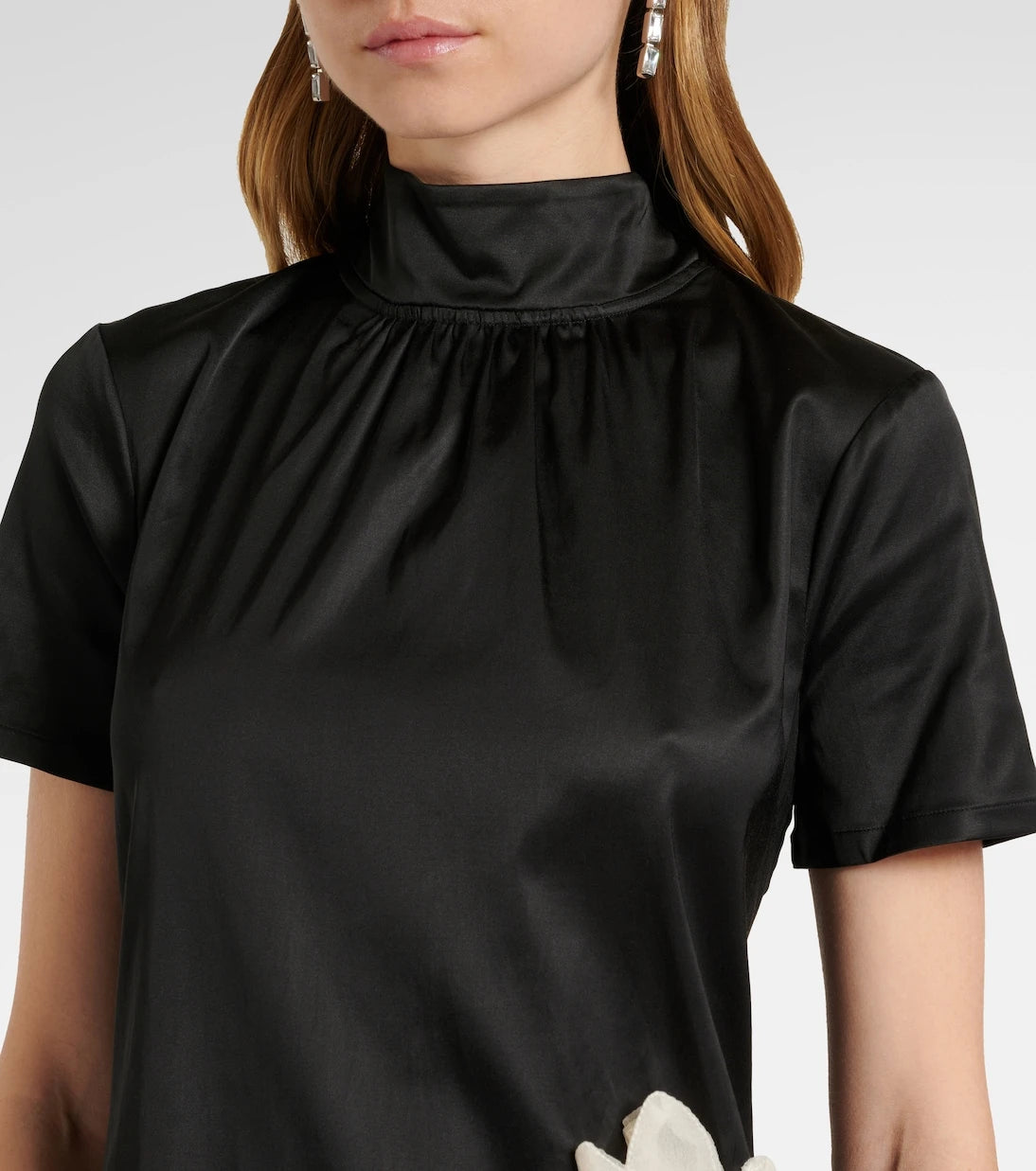 Staud - Ilana floral-appliqué satin minidress