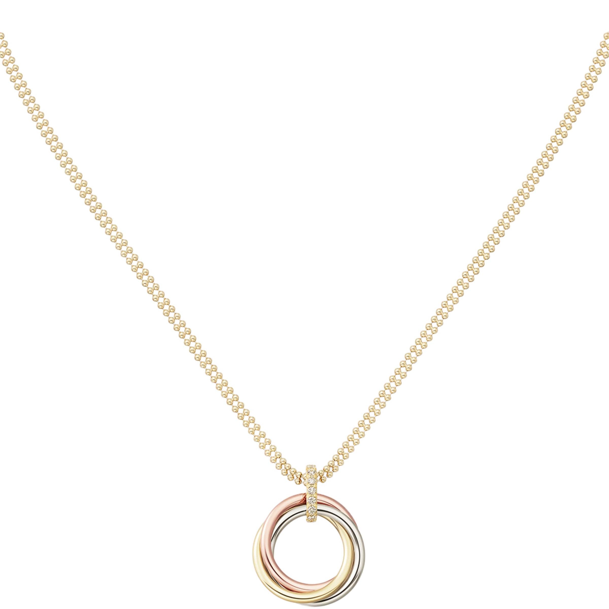 Cartier White, Yellow, Rose Gold and Diamond Trinity Necklace