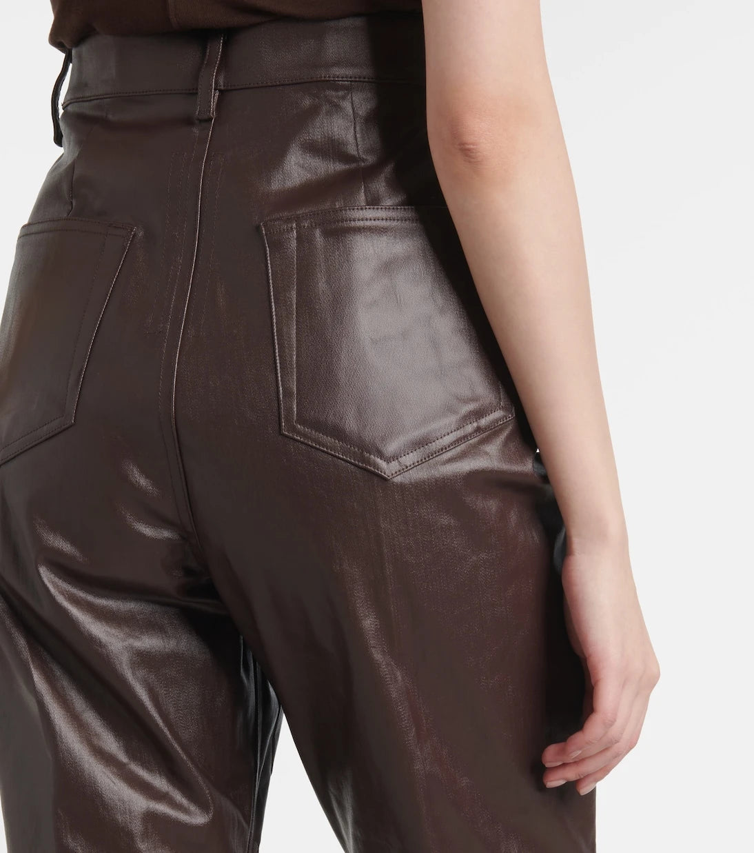 Rick Owens - High-rise coated canvas straight pants
