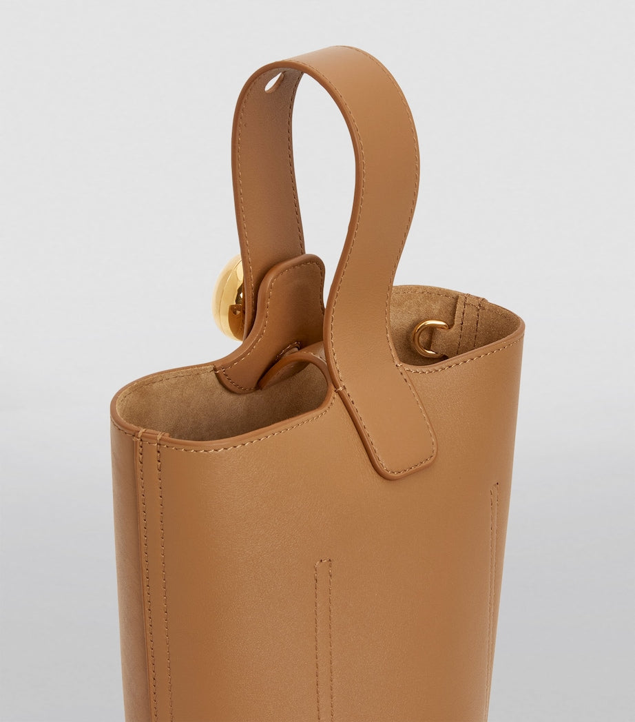 LOEWE Brown Mini Leather Pebble Bucket Bag
