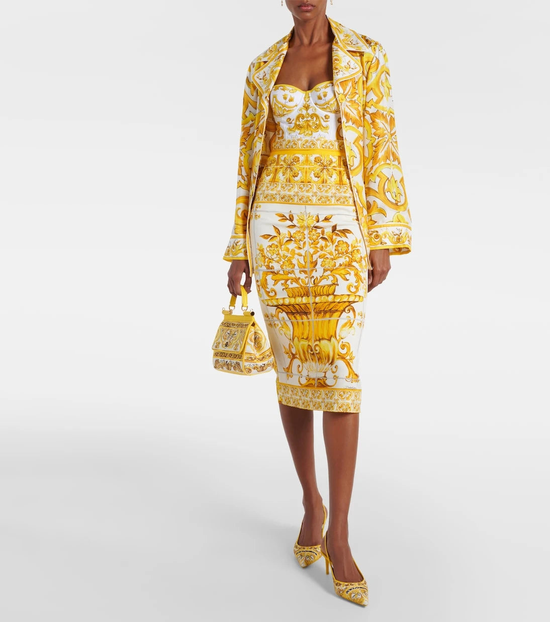 Dolce&Gabbana - Majolica silk-blend midi skirt