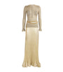 Self-Portrait Gold Lurex Ribbed Maxi Dress