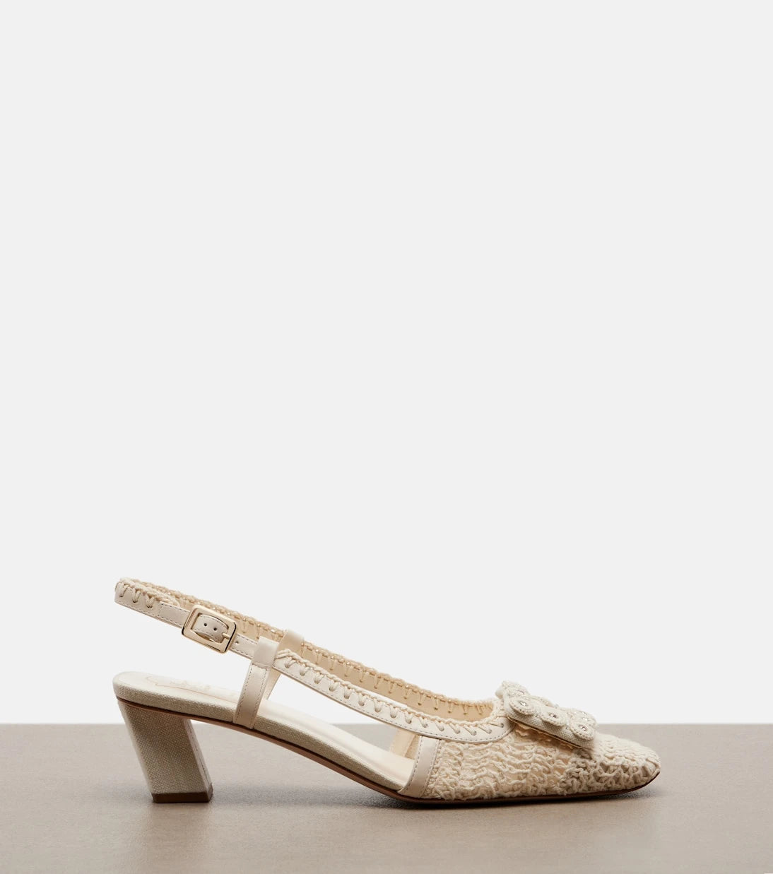 Roger Vivier - Belle Vivier crochet and leather slingback pumps