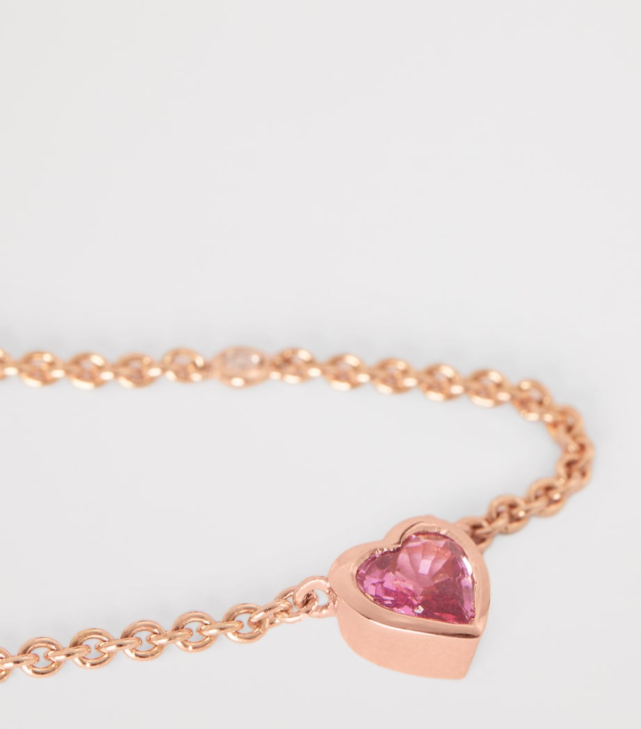 Rose Gold, Sapphire and Diamond Heart Necklace