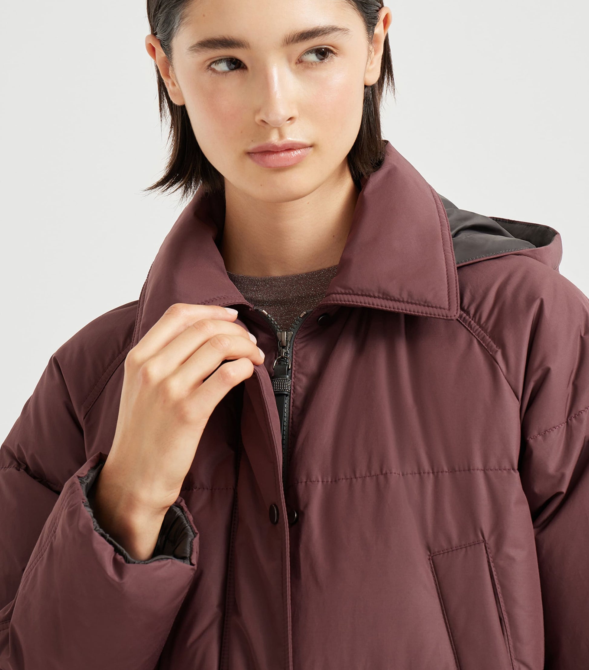 Purple Technical Padded Hooded Jacket