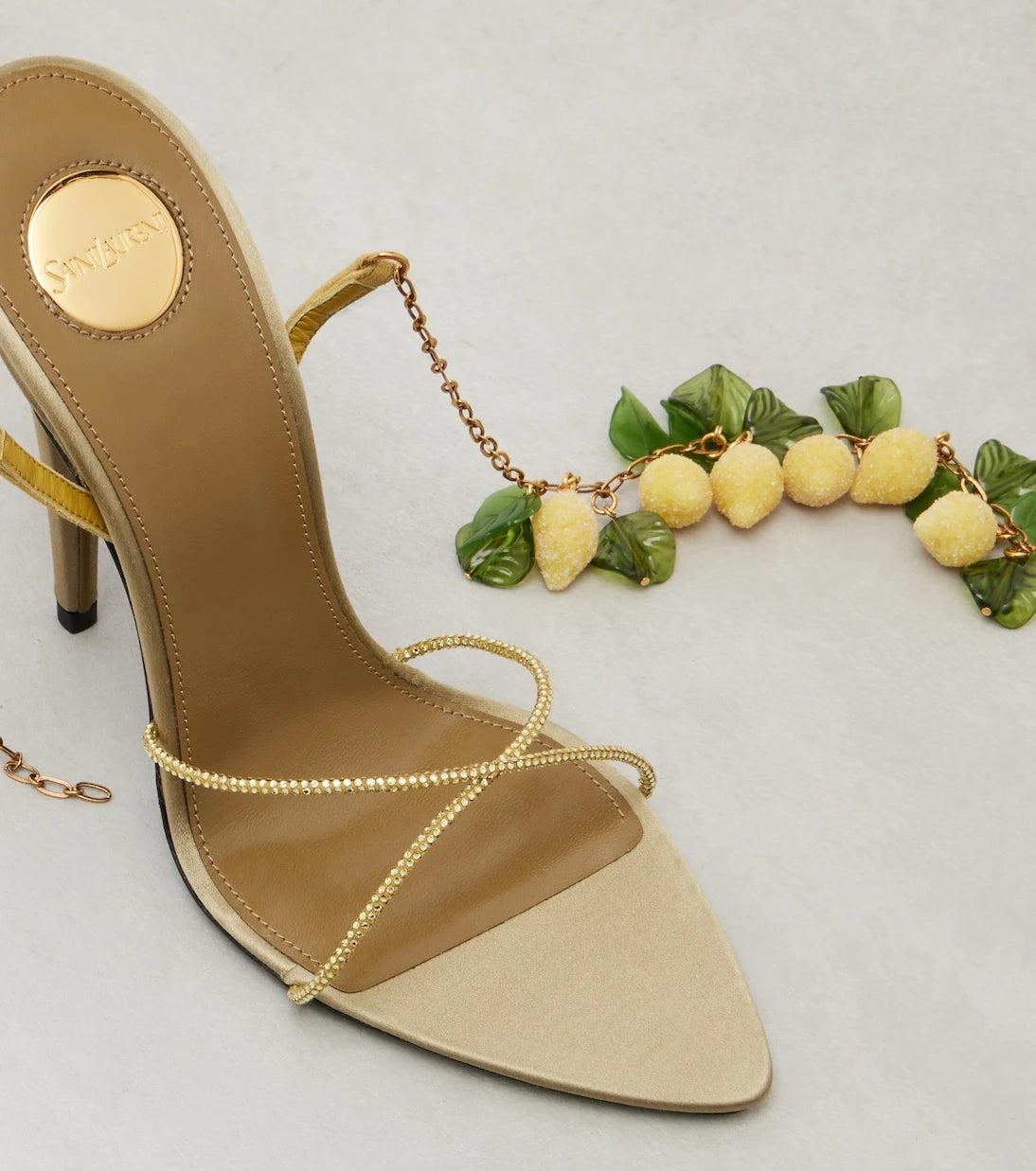 Saint Laurent - Mon Chéri embellished suede sandals