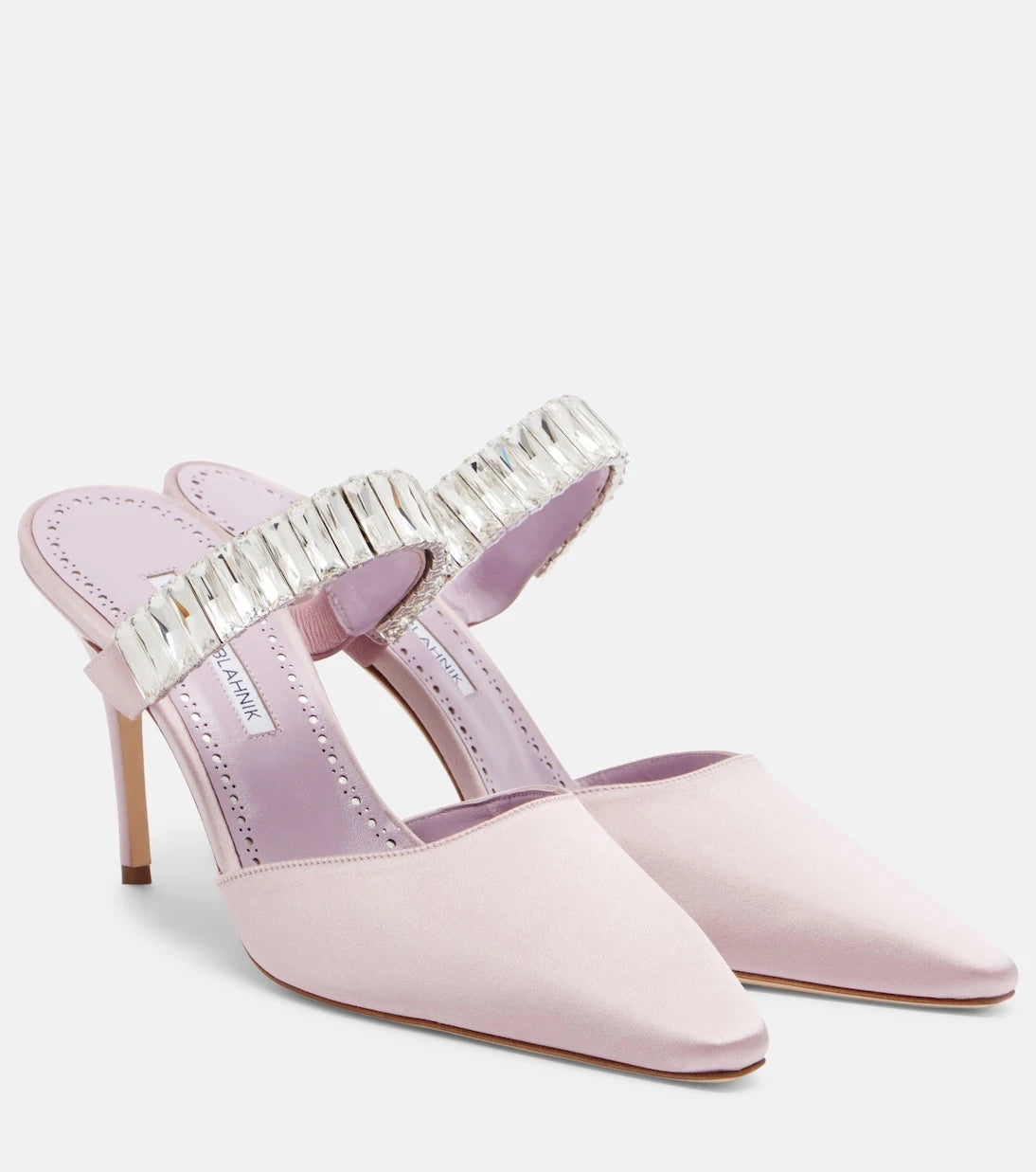 Manolo Blahnik - Zumbon embellished satin mules