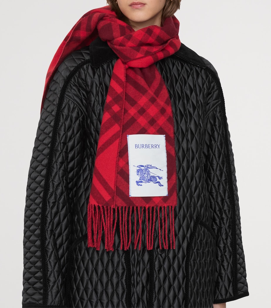 Red Cashmere Check Scarf