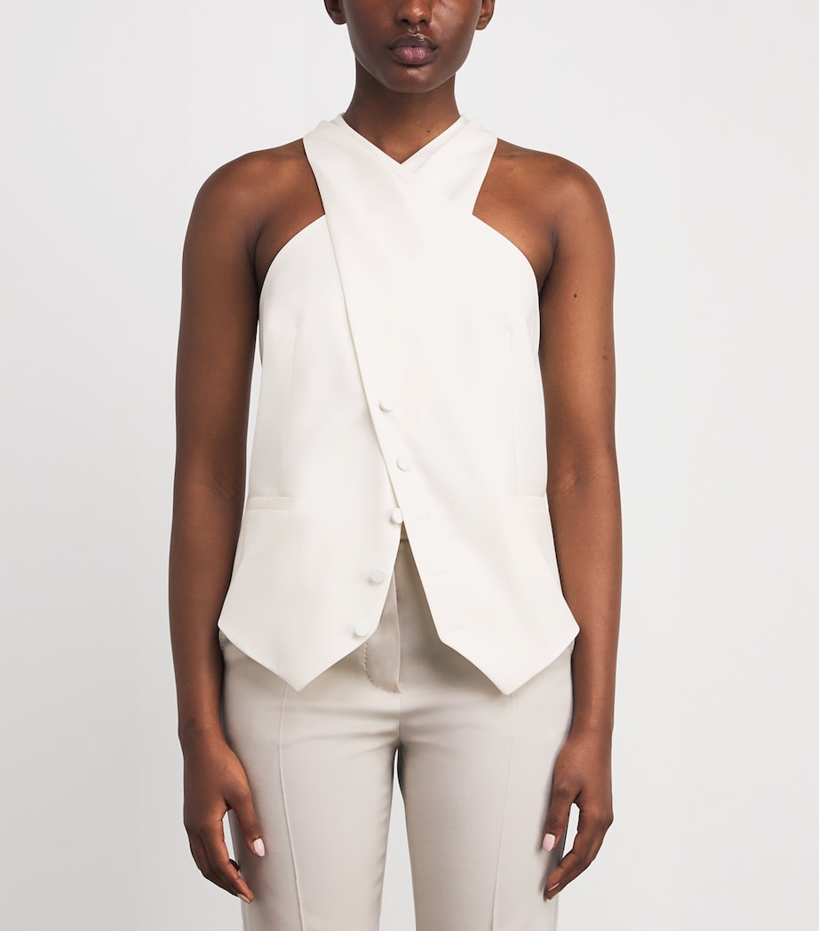 White Asymmetric Tie Waistcoat