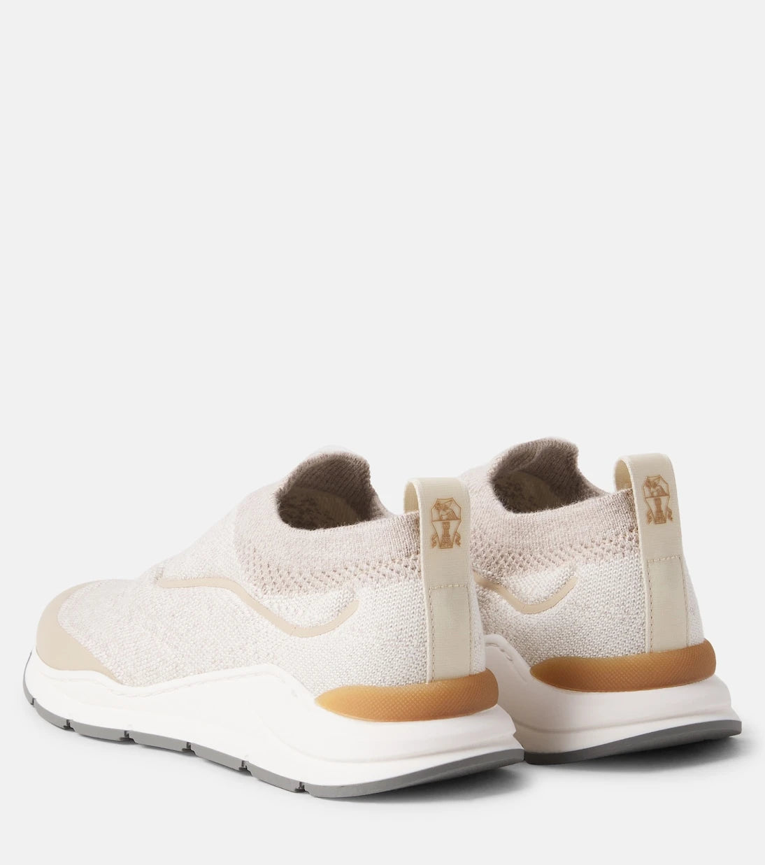 Brunello Cucinelli Kids - Logo knitted slip-on sneakers