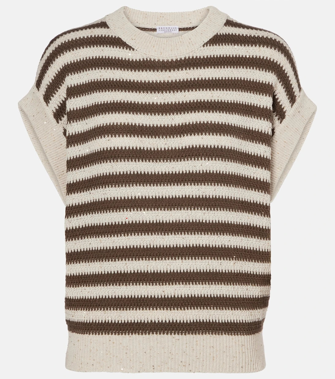 Brunello Cucinelli - Sequined striped cotton-blend sweater vest
