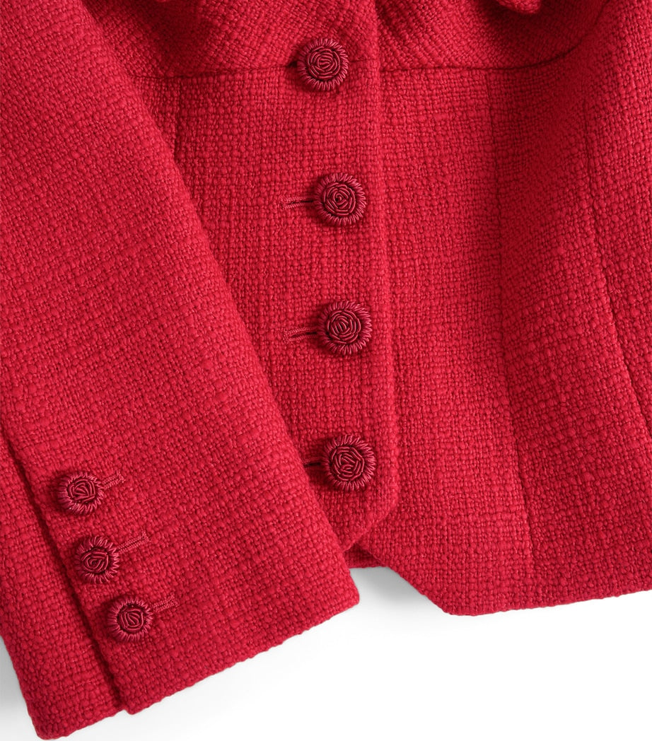 Valentino Red Virgin Wool-Blend Bow Blazer