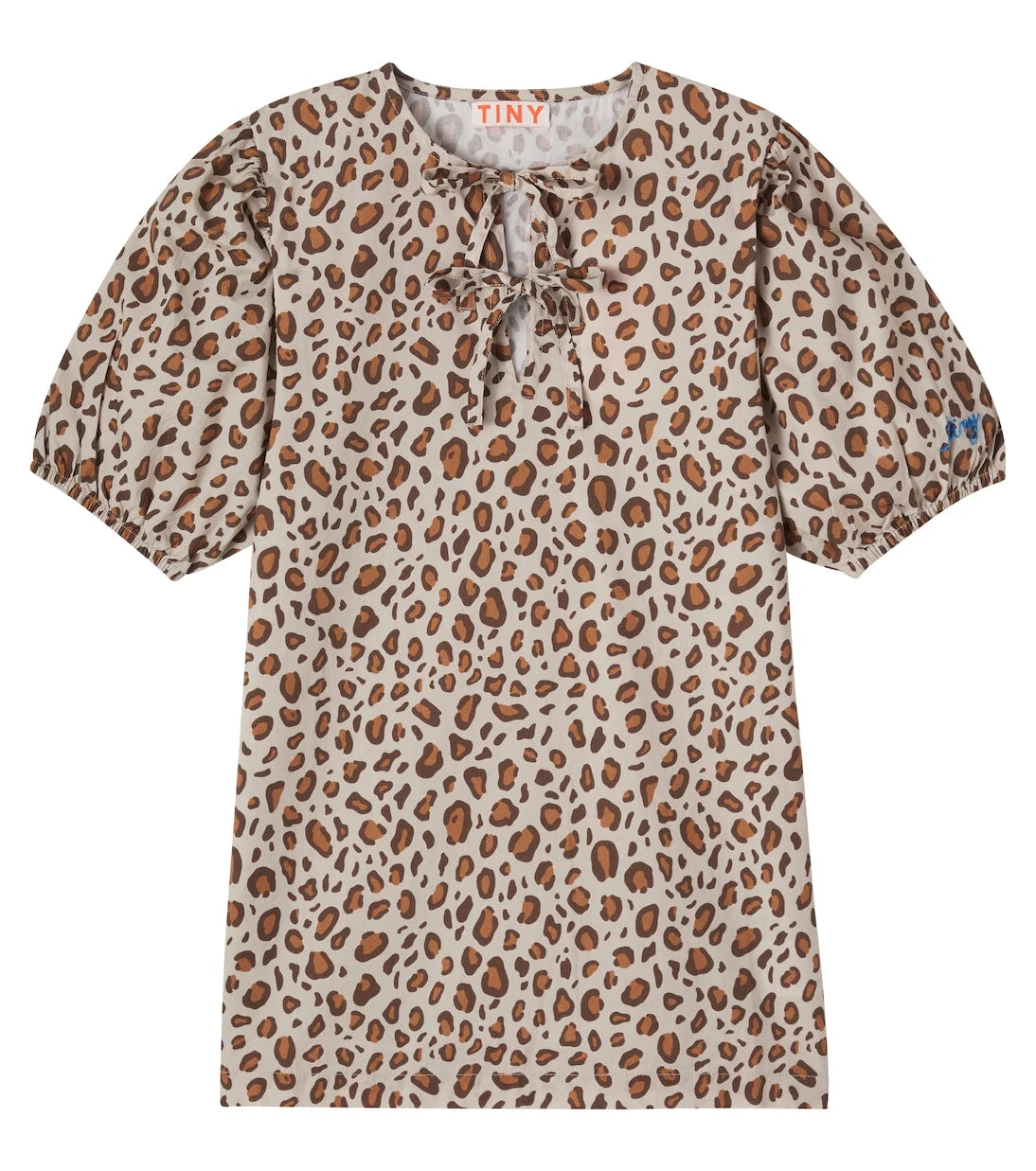 Tinycottons - Fiyonk detaylı leopar desenli pamuklu elbise