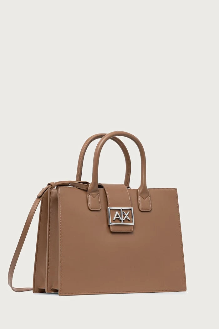 Armani Exchange suni deri kadın shopping çanta