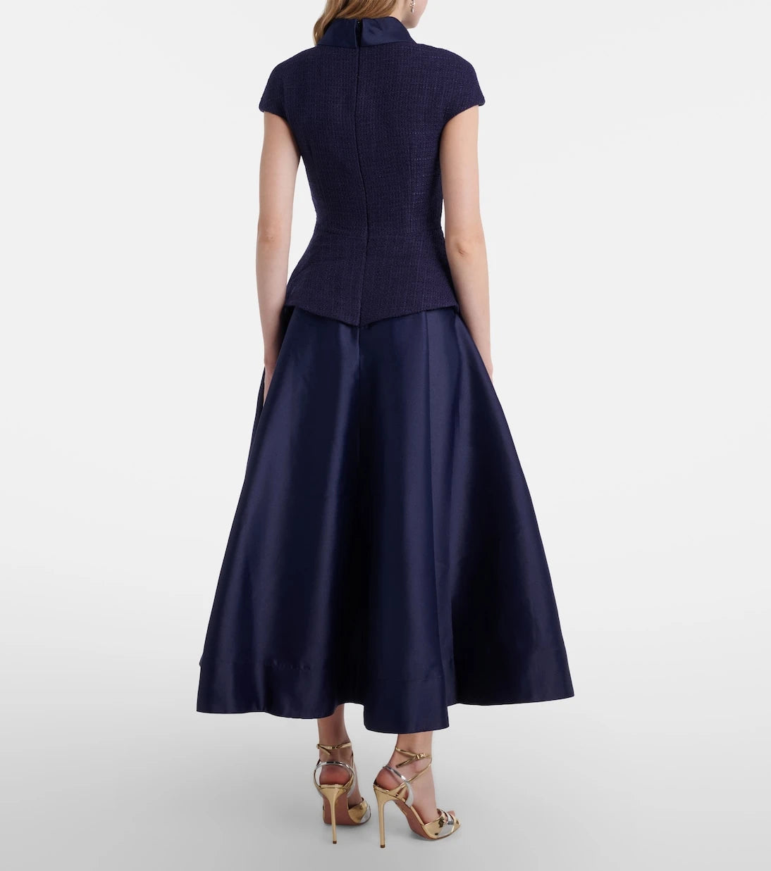 Self-Portrait - Bouclé taffeta midi dress