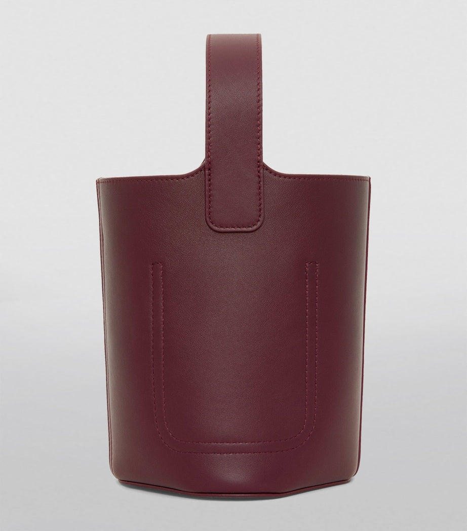 LOEWE Burgundy Mini Leather Pebble Bucket Bag