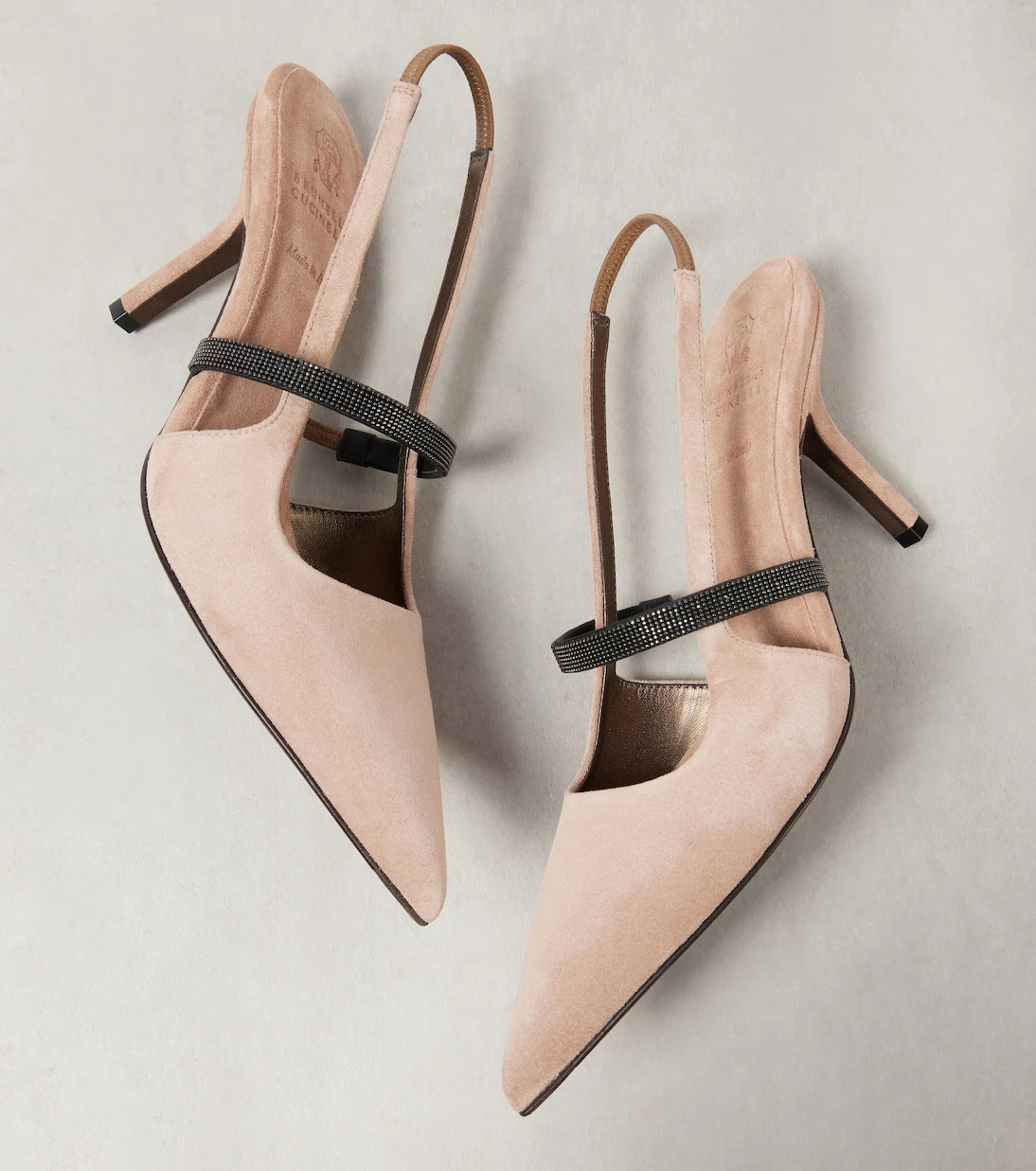 Brunello Cucinelli - Monili suede slingback pumps