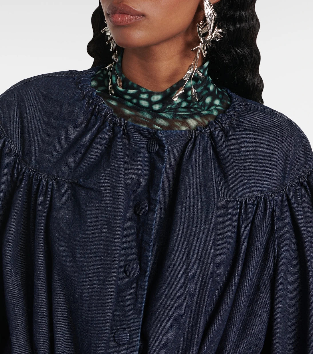 Dries Van Noten - Gathered denim blouse