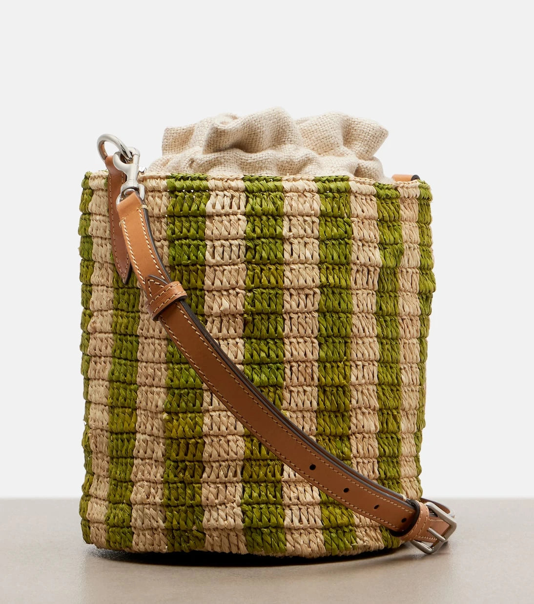 Valentino Garavani - VLogo Mini striped raffia tote bag