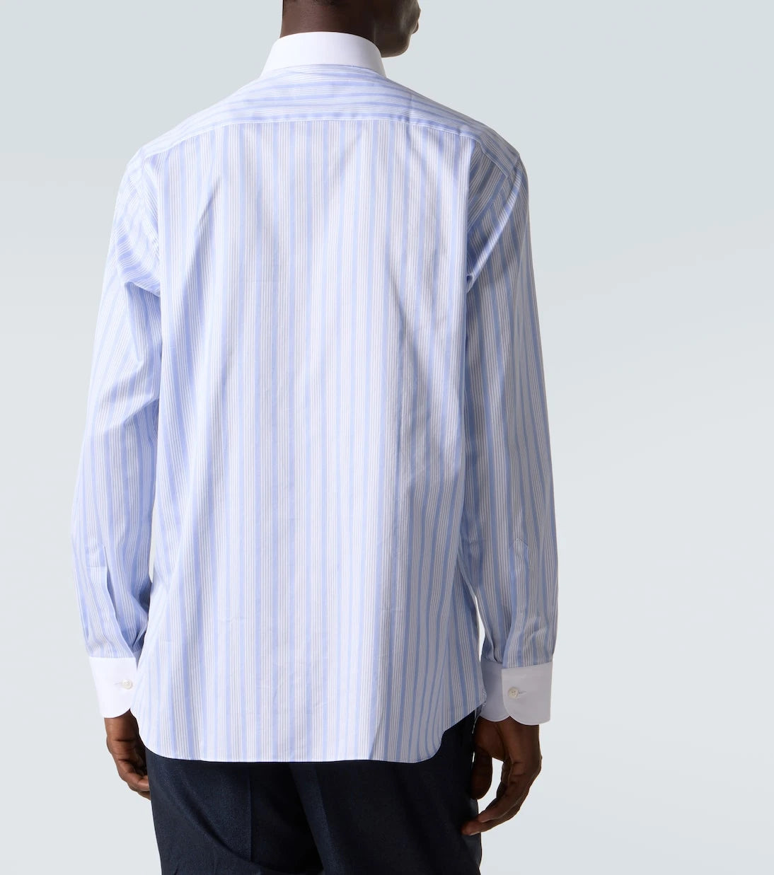 Brioni - قميص بوبلين قطني مخطط