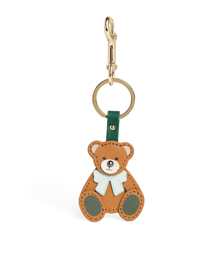 Multi Leather Keyring Harrods Bear
