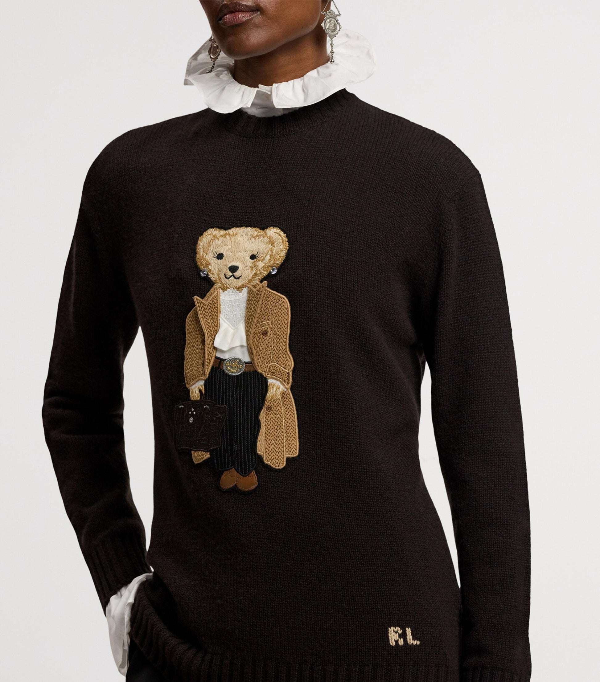 Ralph Lauren Collection Brown Cashmere Fall Polo Bear Sweater