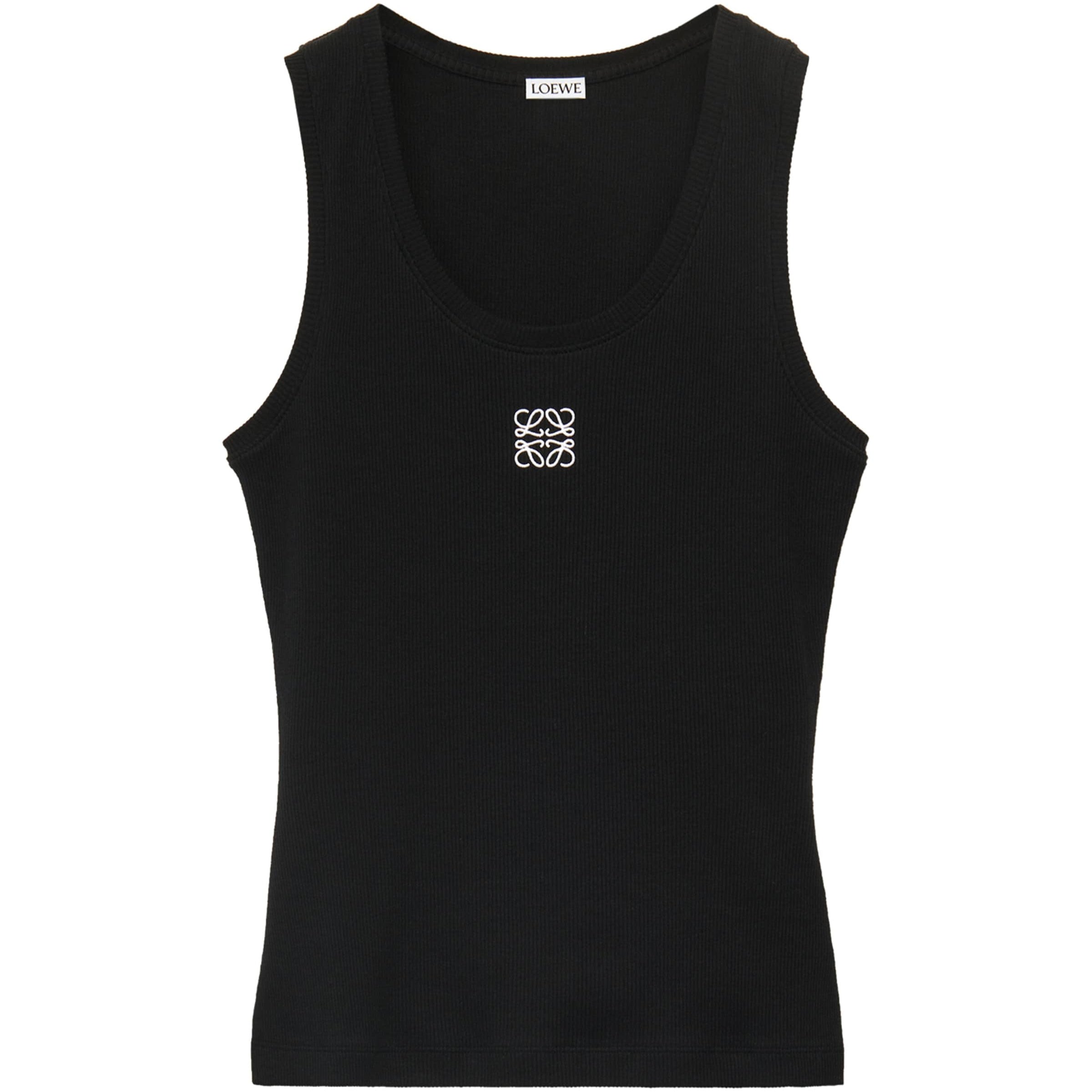Black Embroidered Anagram Tank Top