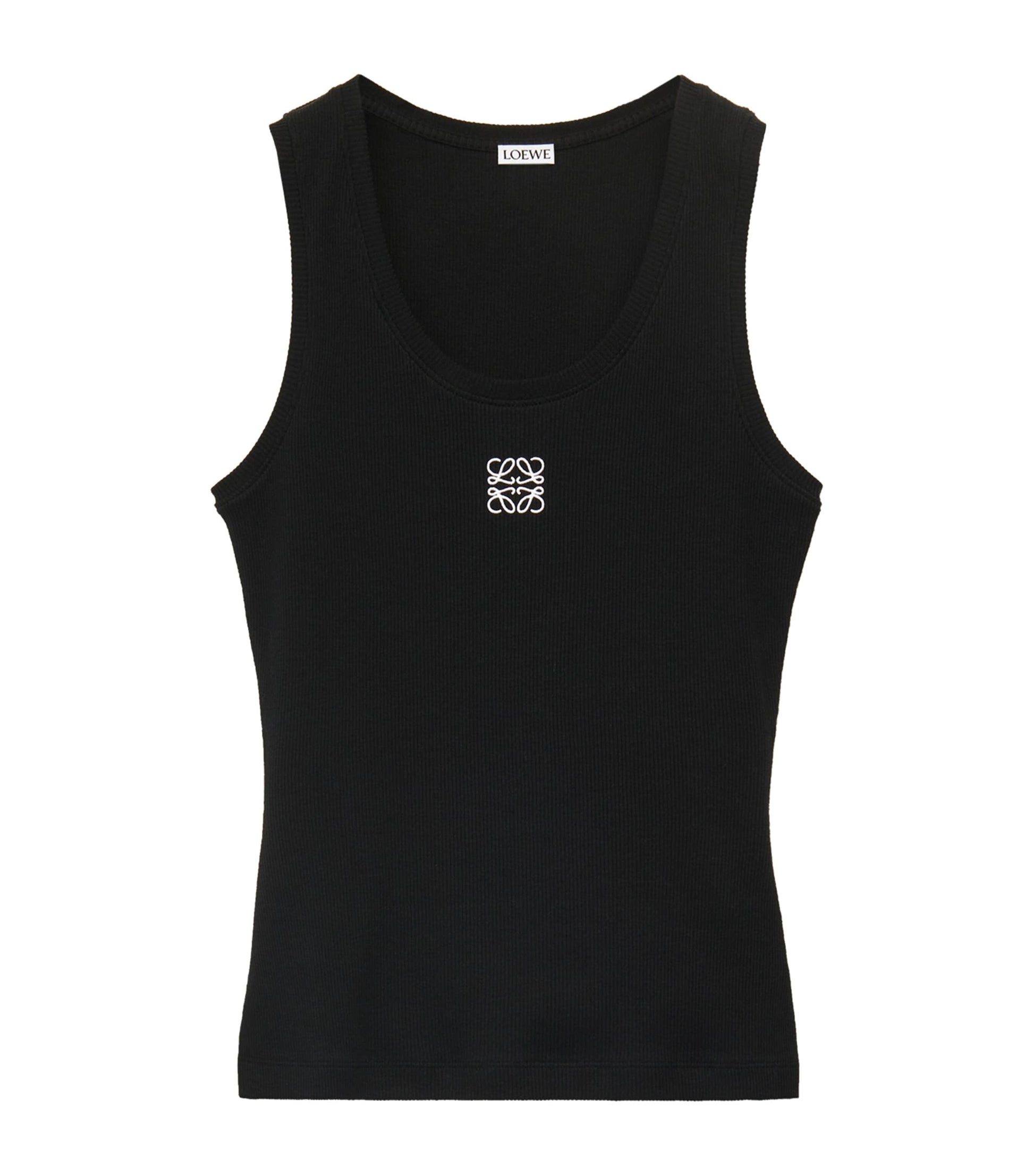 Black Embroidered Anagram Tank Top