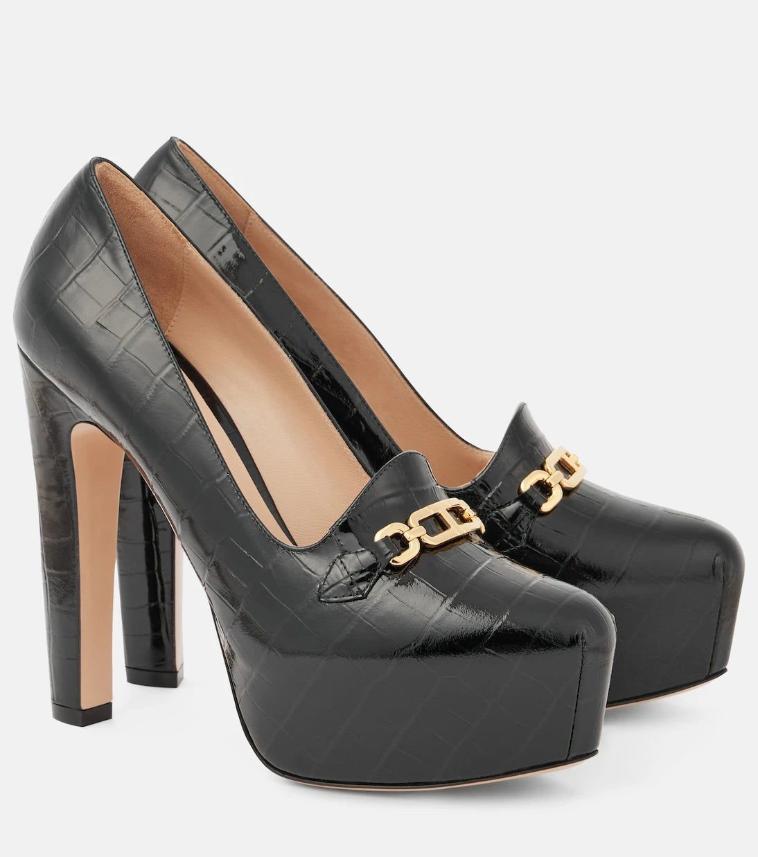 Tom Ford - Croc-effect patent leather platform pumps