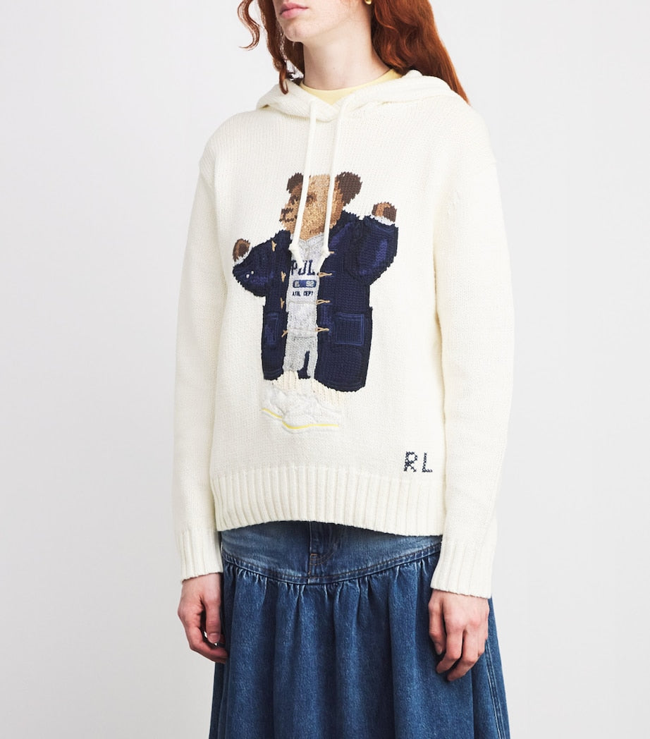 Ivory Cotton-Linen Polo Bear Hoodie