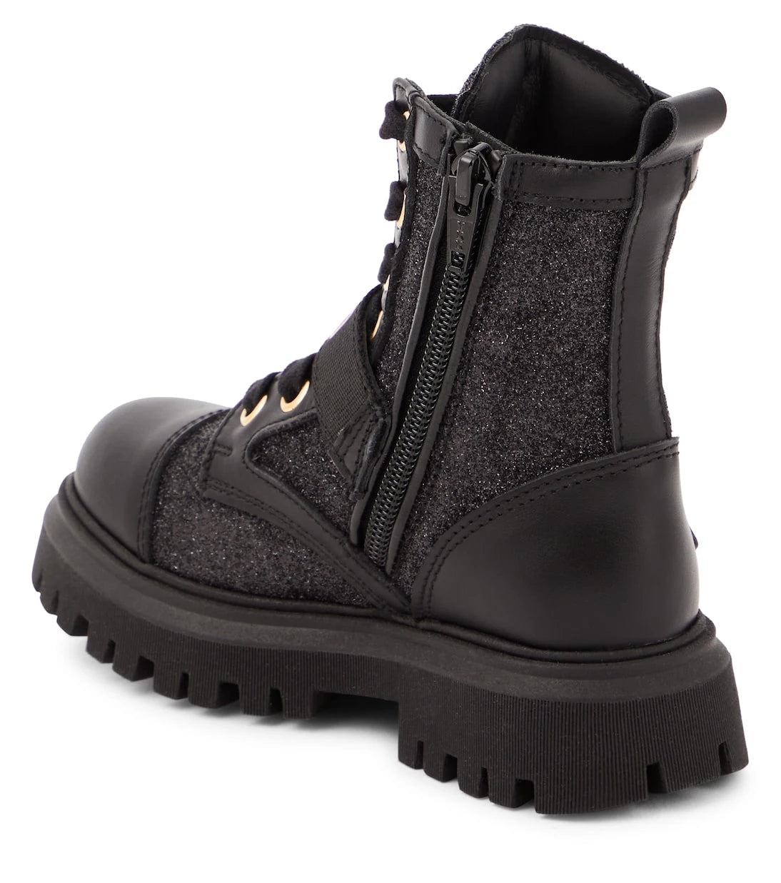 Moschino Kids - Logo leather-trimmed combat boots